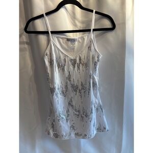 White Sequin Embellished Front Tank Top V-Neck y2k